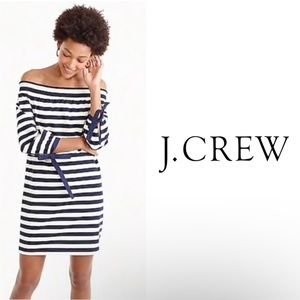 J. Crew Womens Dress Striped Off The Shoulder Marine Vacation Size XS
